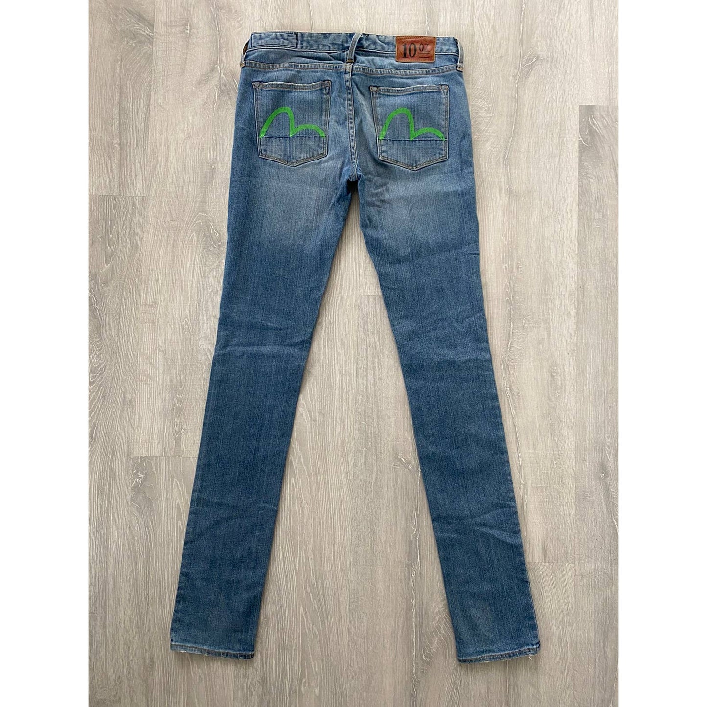 Evisu Japan vintage navy jeans green seagulls
