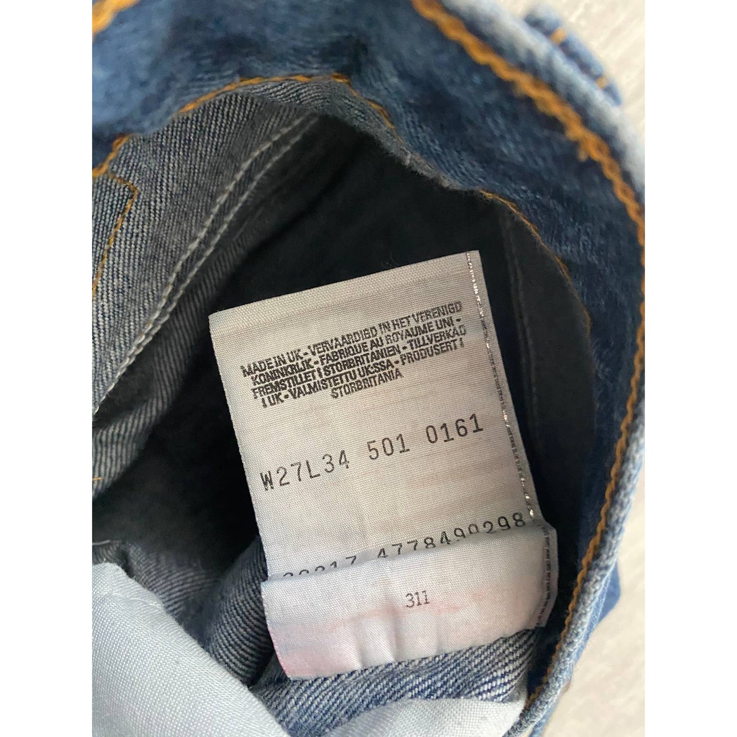 90s Levi’s 501 vintage blue jeans made in UK denim