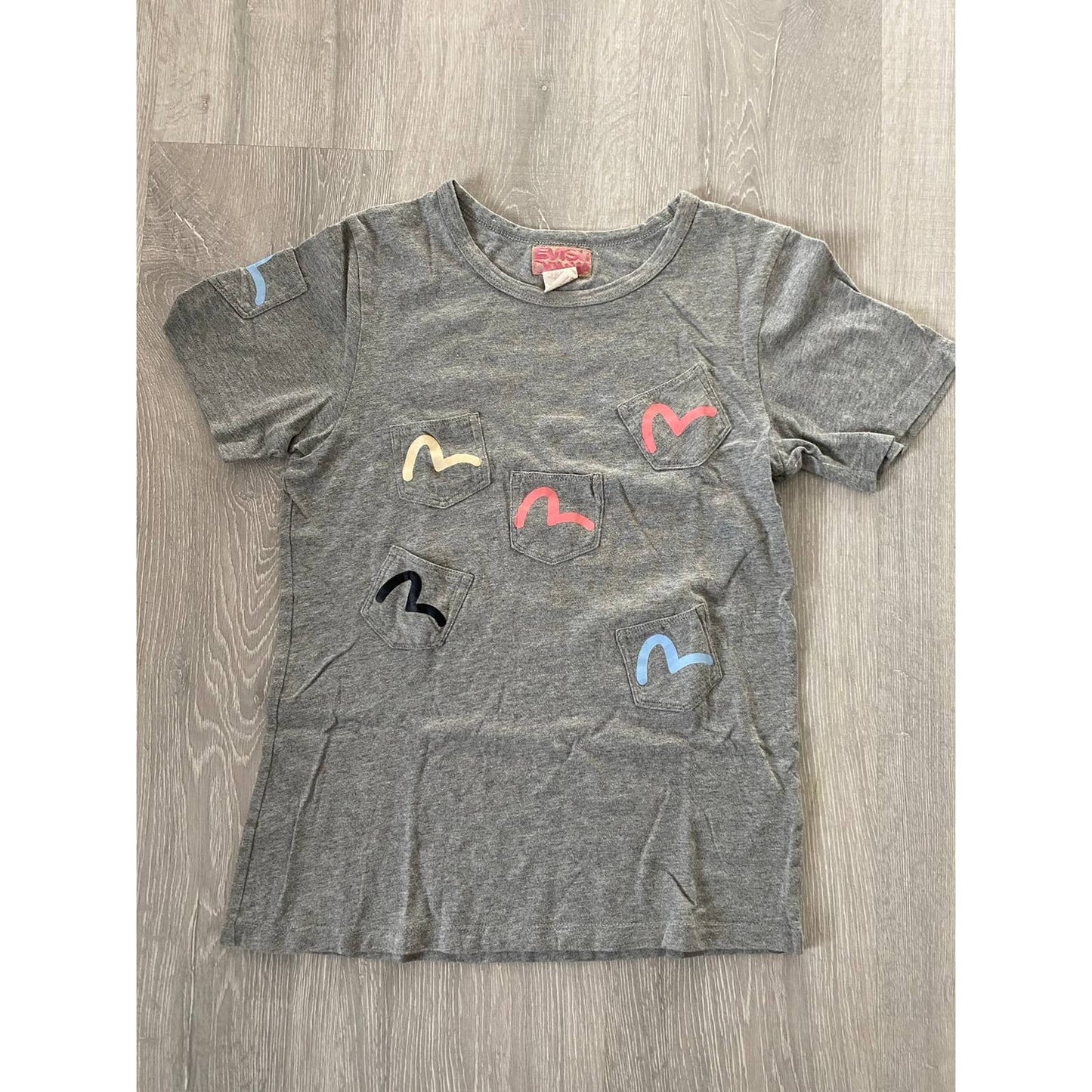 Evisu Donna multipocket T-shirt grey rare vintage