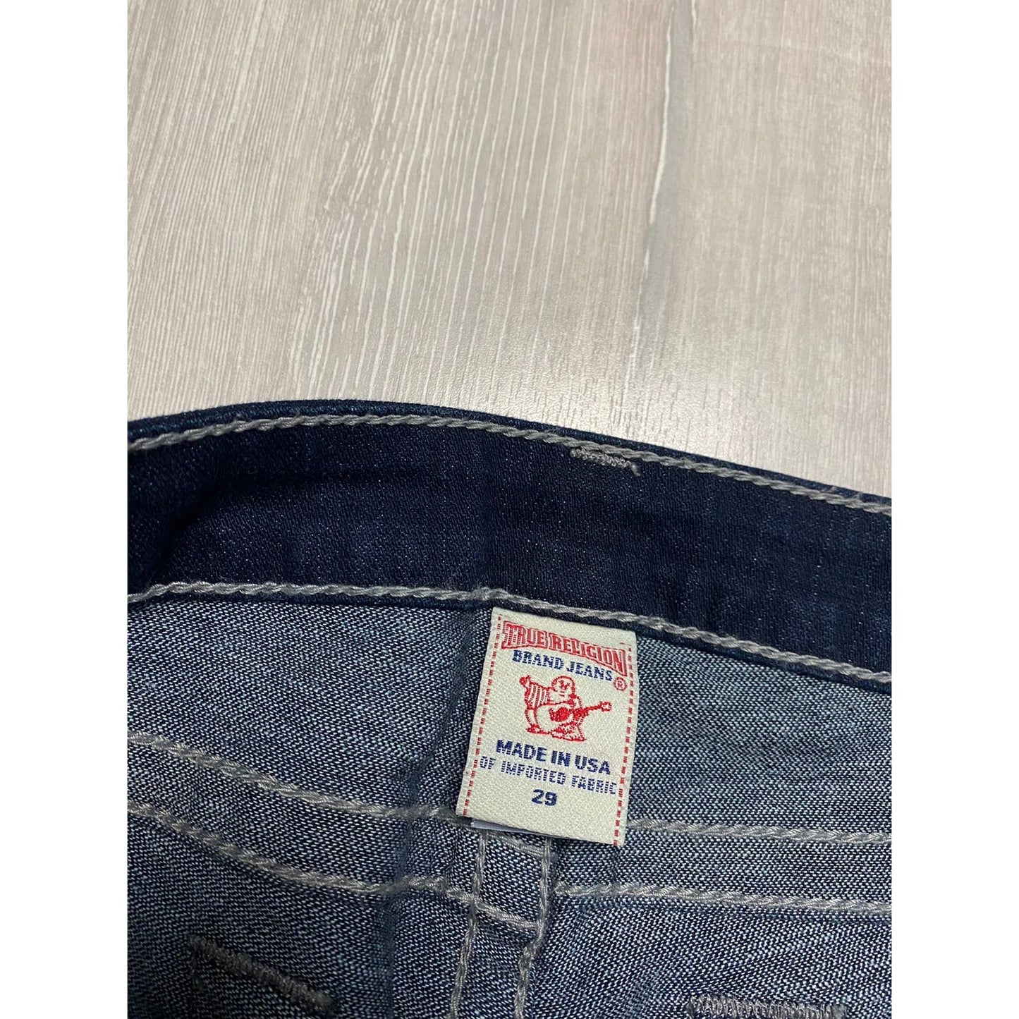 True Religion vintage navy jeans gem stones logo Y2K