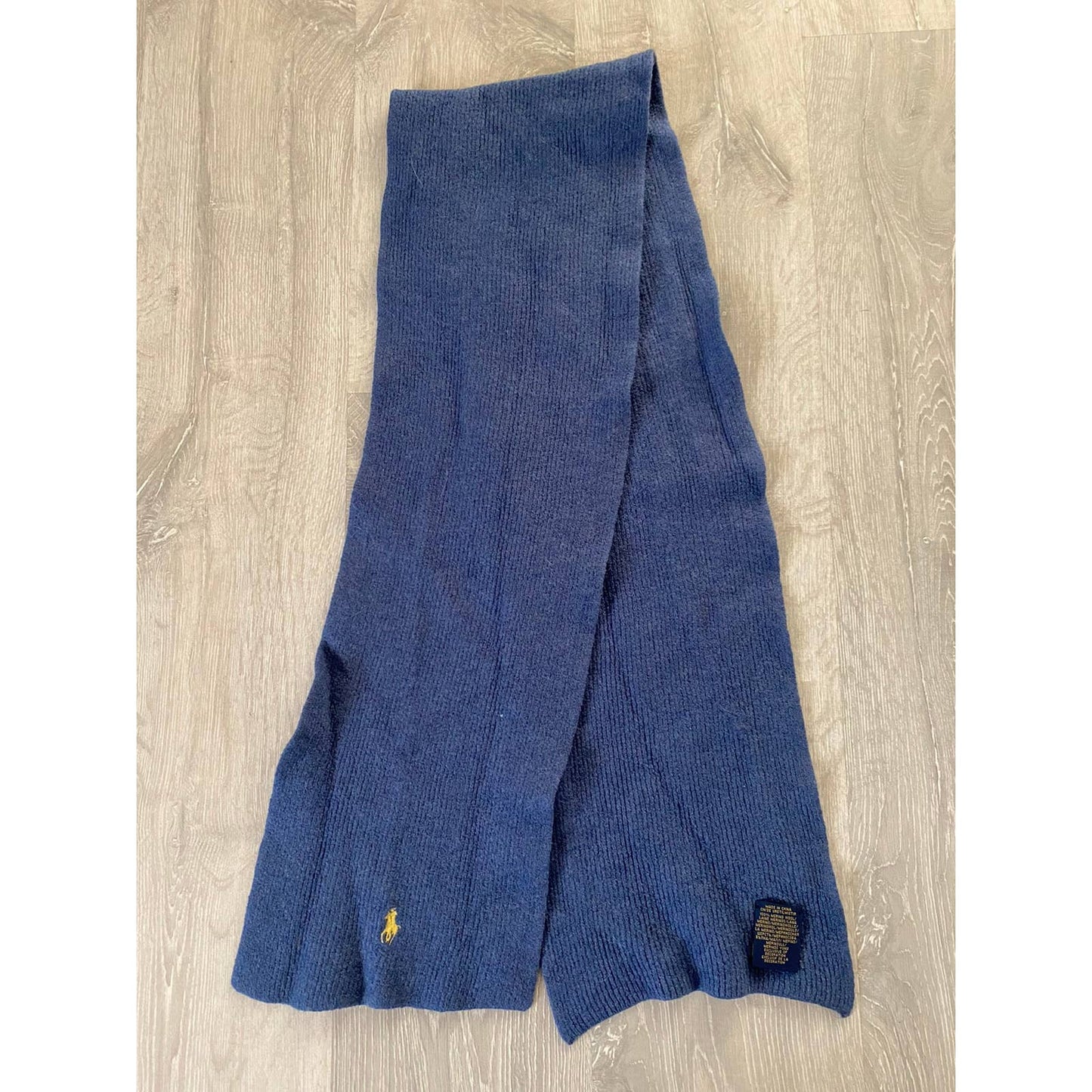 Polo Ralph Lauren vintage blue scarf merino wool small pony
