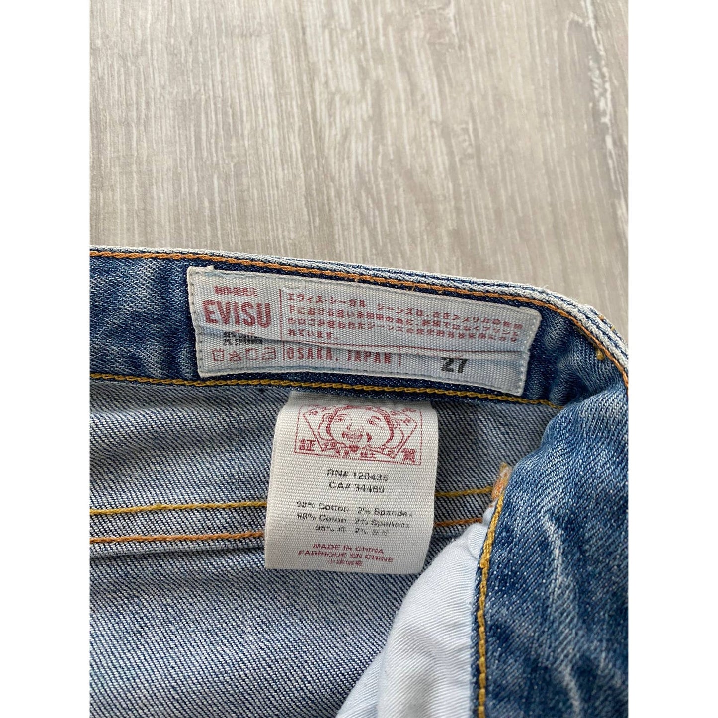 Evisu Japan vintage navy jeans green seagulls
