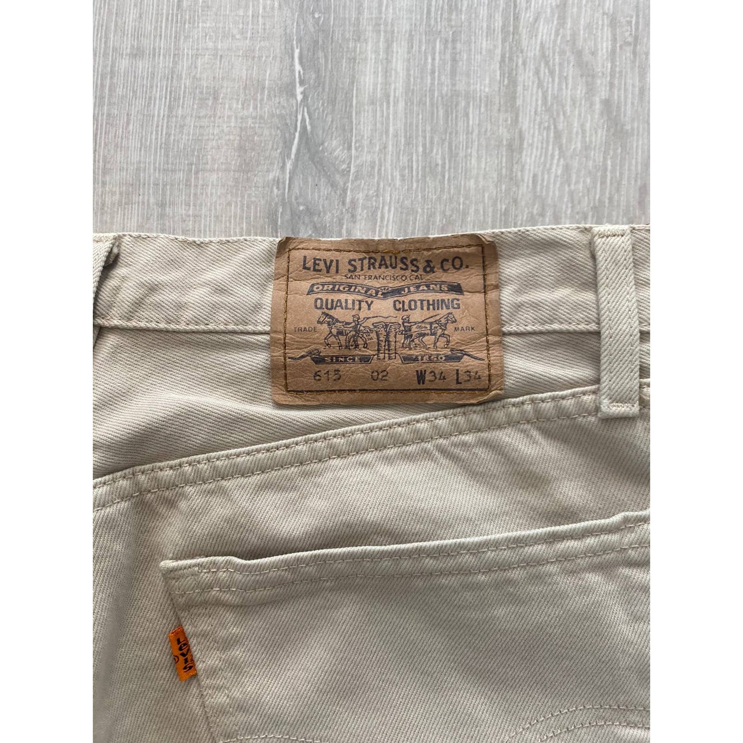 90s Levis 615 02 vintage Orange tab beige jeans denim pants