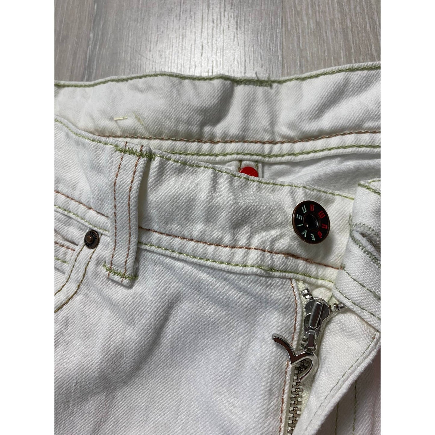 Evisu x Puma vintage white jeans blue seagulls Japan