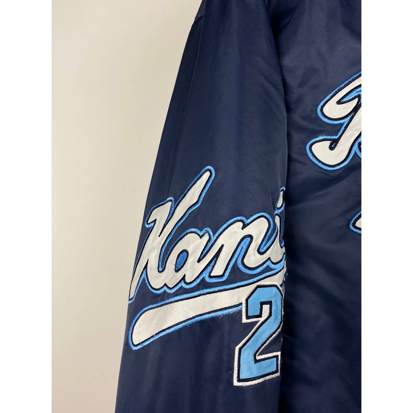 Karl Kani 23 Brooklyn vintage navy bomber jacket big logo