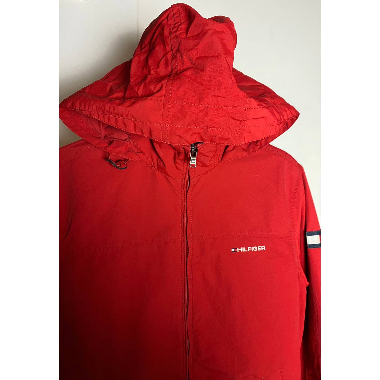 Tommy Hilfiger red windbreaker jacket small logo flag