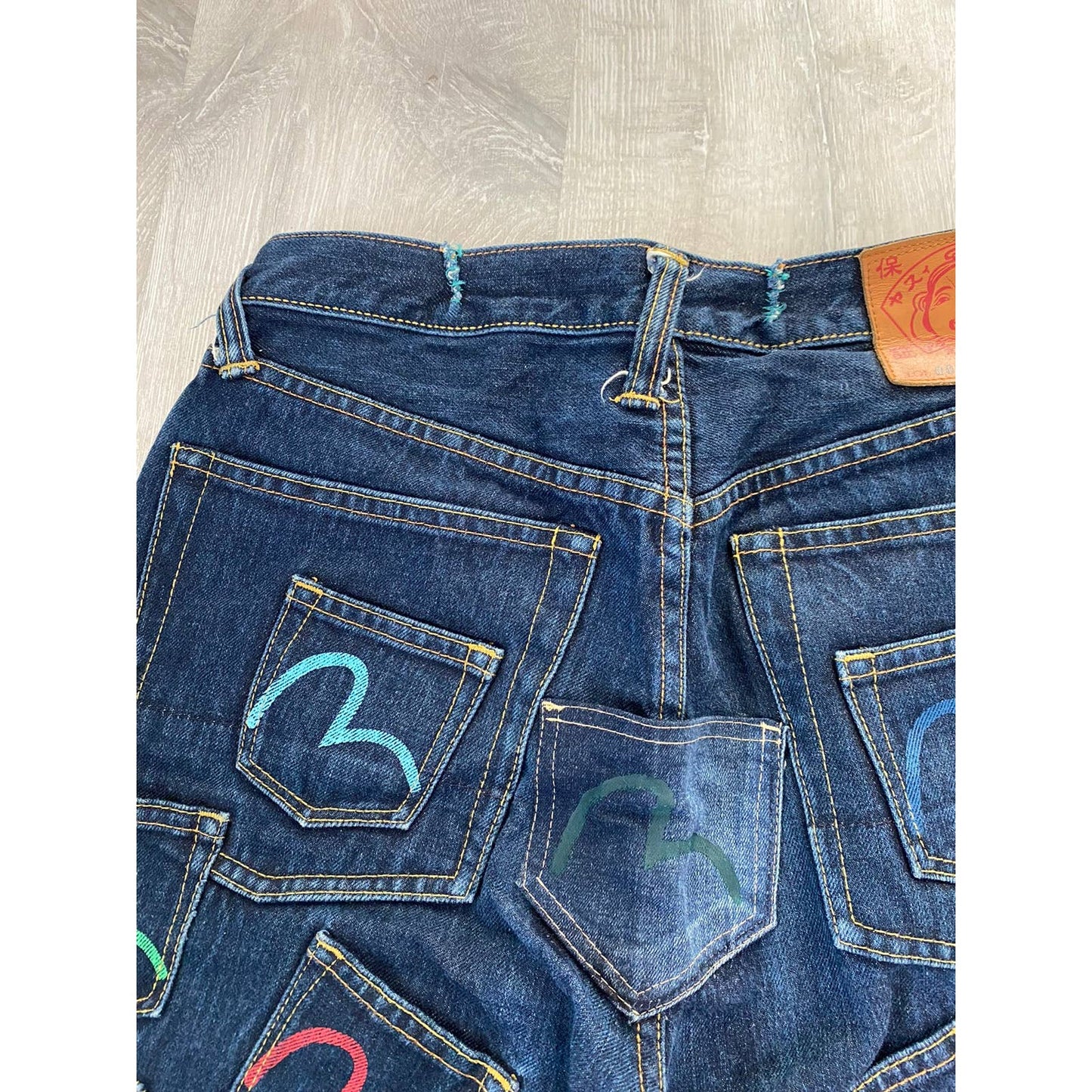 Evisu multipocket jeans multicolor vintage selvedge denim