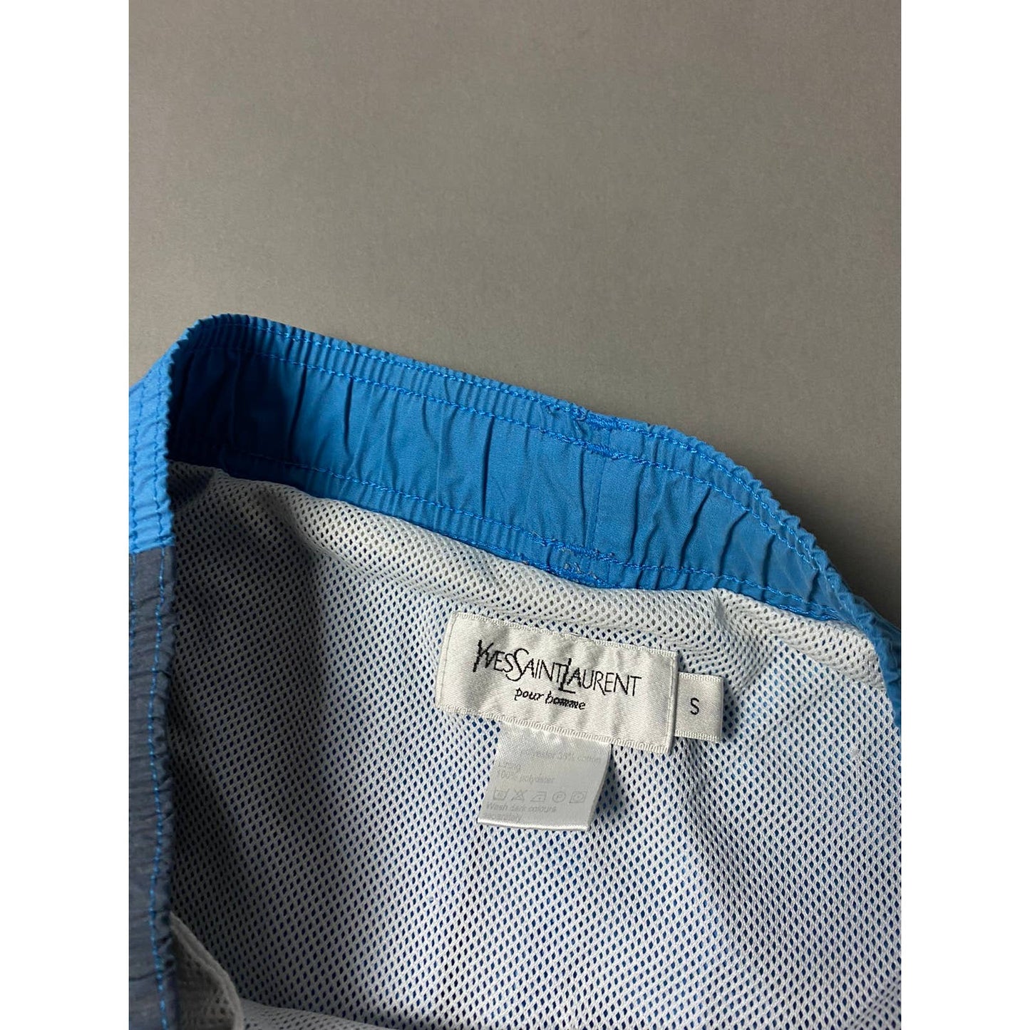 90s Yves Saint Laurent vintage YSL blue shorts small logo