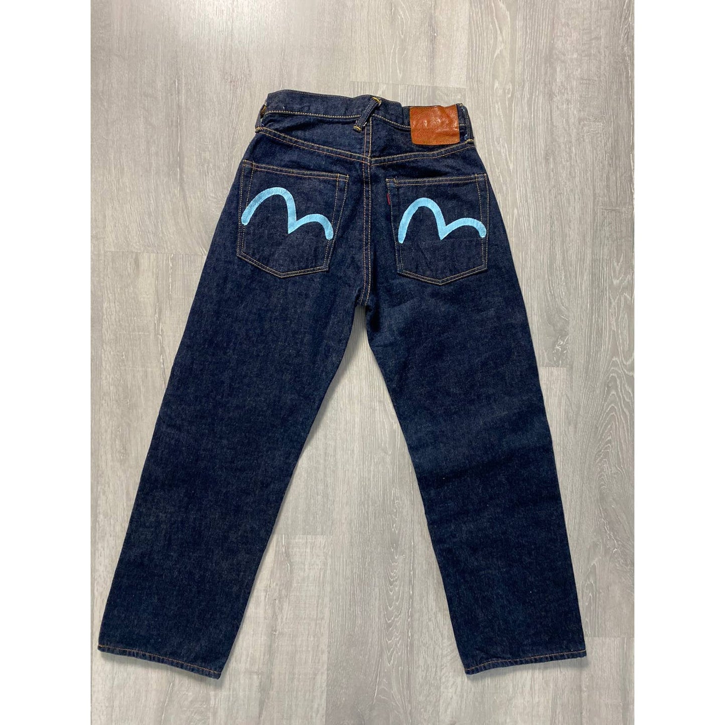 Evisu jeans vintage navy baby blue seagulls selvedge Japan