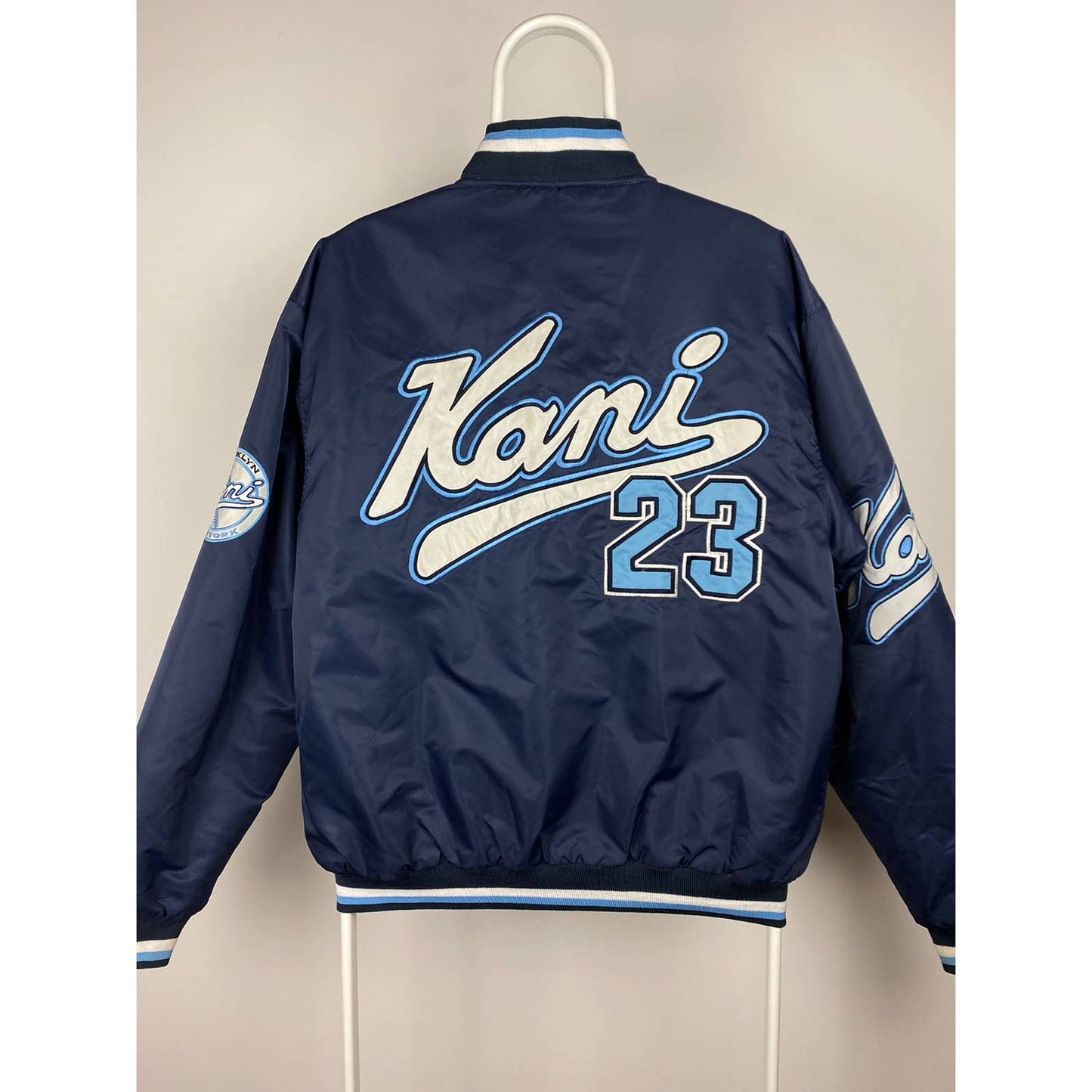 Karl Kani 23 Brooklyn vintage navy bomber jacket big logo