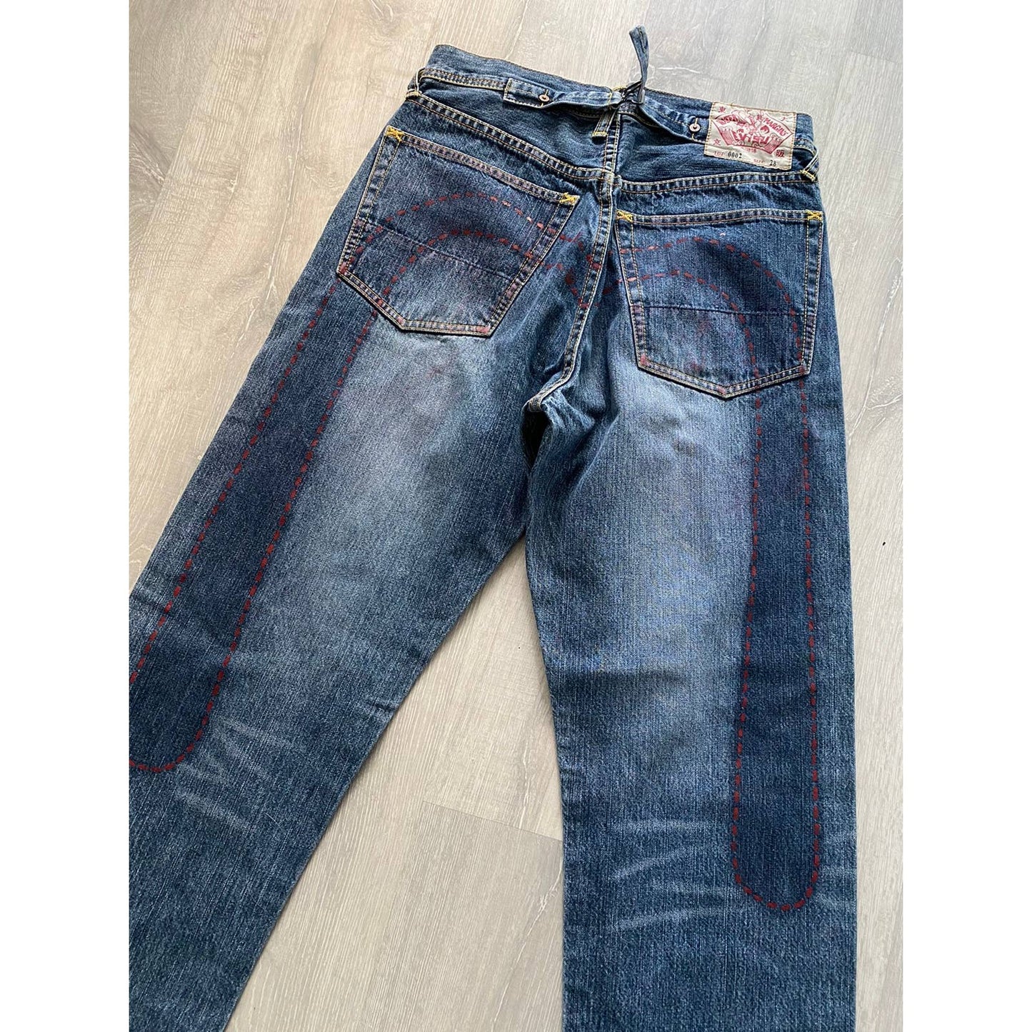 Evisu Water Margins vintage red daicock jeans big logo