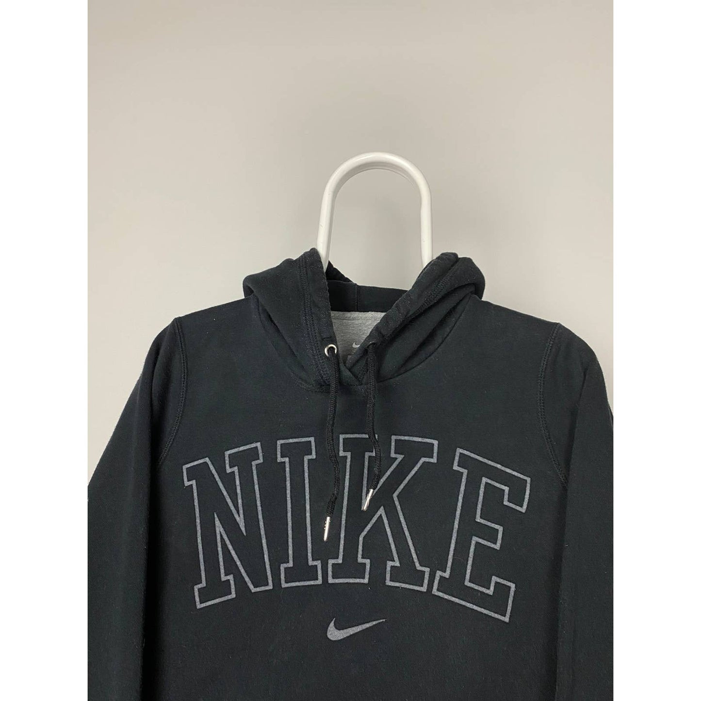 Nike spell out center swoosh hoodie black sweatshirt vintage