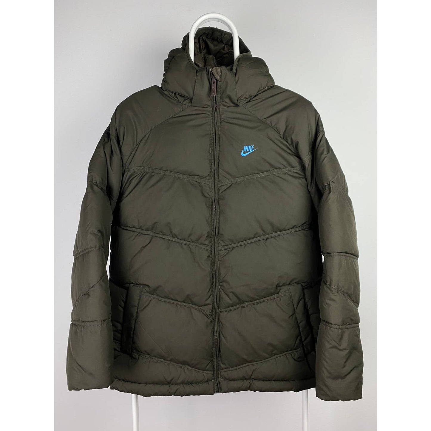 Nike vintage brown puffer jacket baby blue swoosh