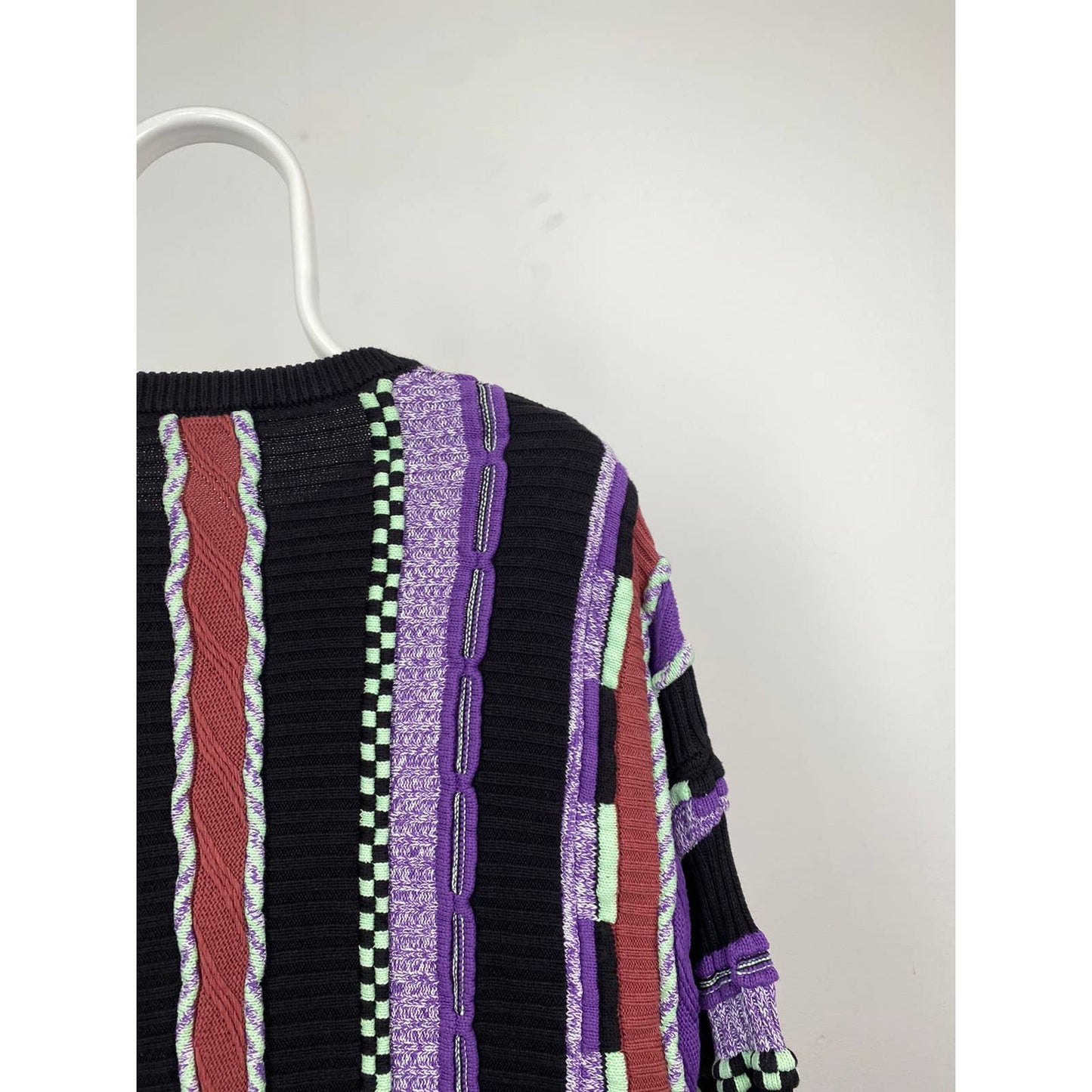 Review vintage purple sweater Coogi style cable knit