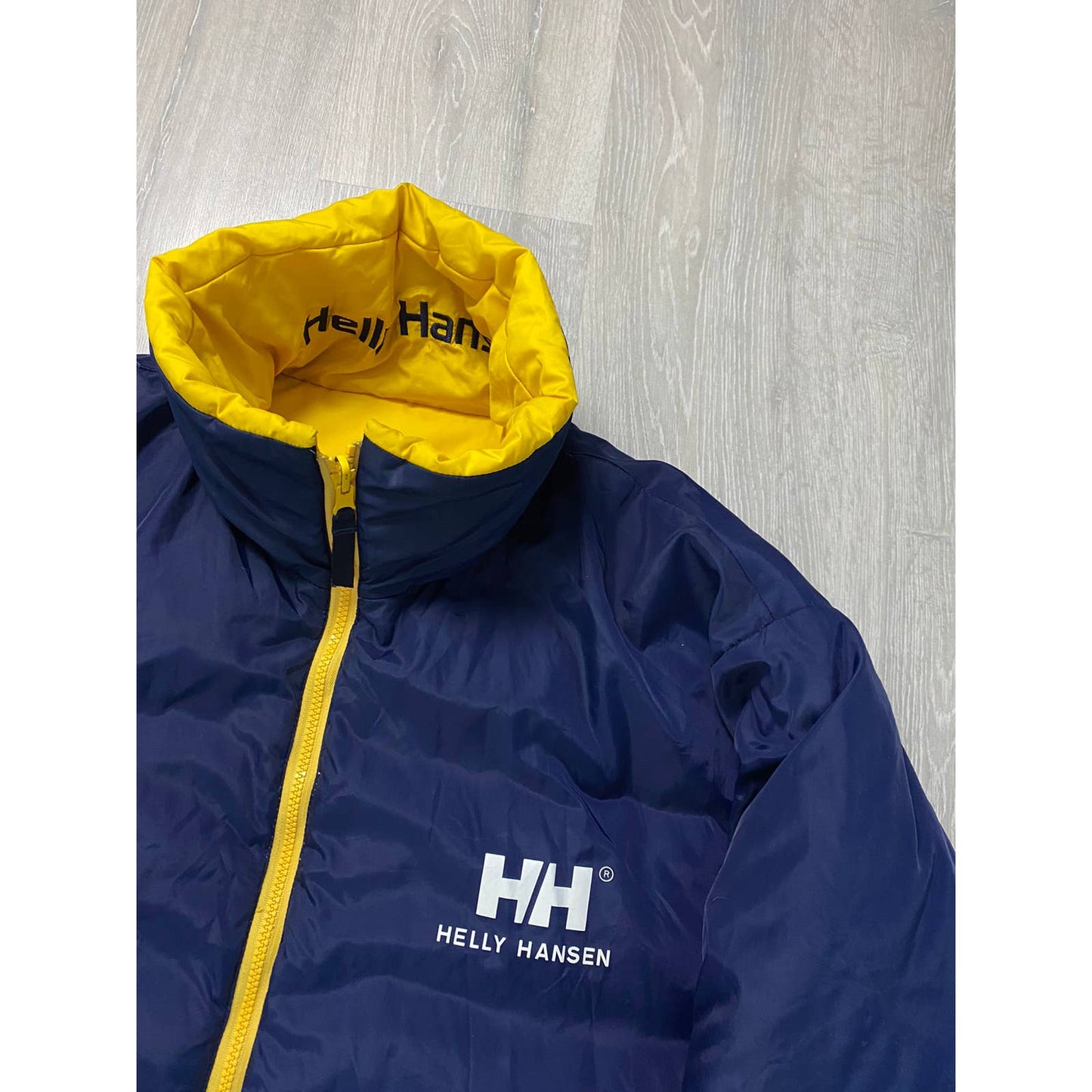 Helly Hansen vintage reversible puffer jacket big logo navy