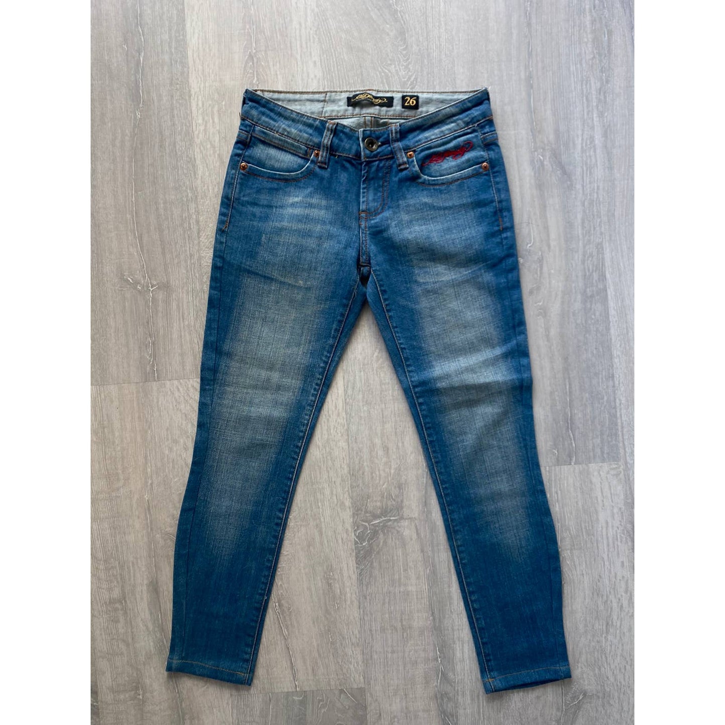 Ed Hardy Christian Audigier vintage jeans big logo pants