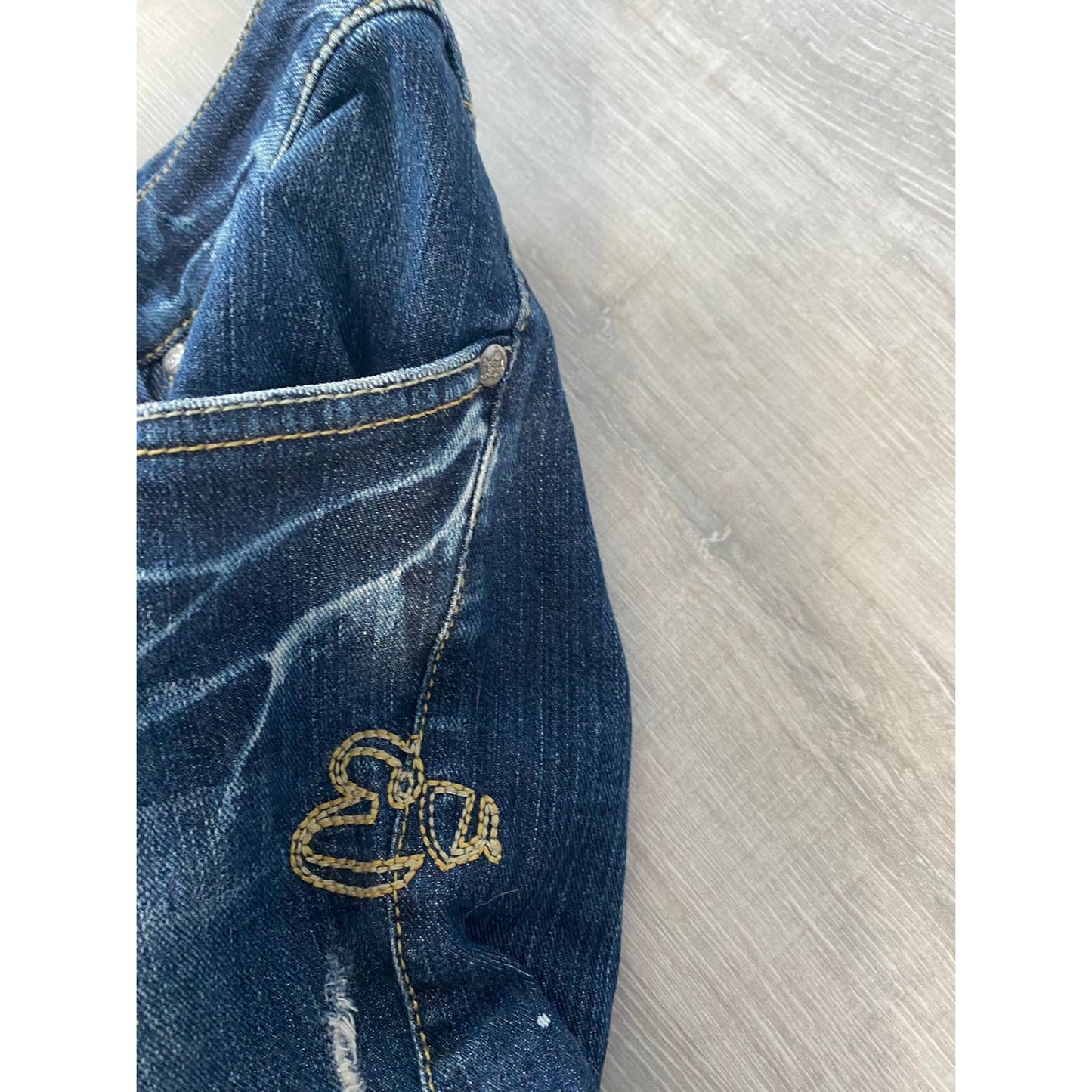 Evisu Japan vintage blue jeans Purple seagull capri
