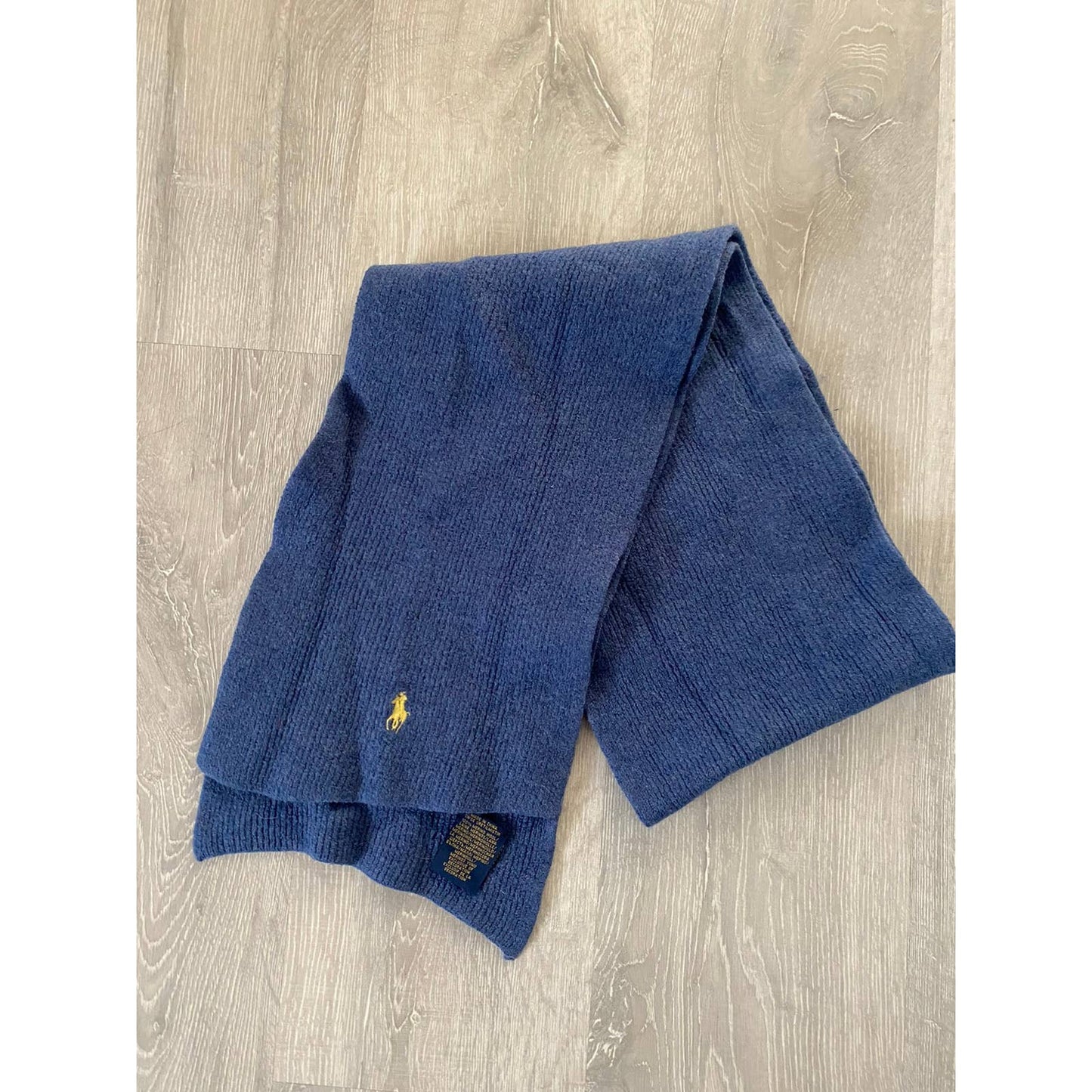 Polo Ralph Lauren vintage blue scarf merino wool small pony