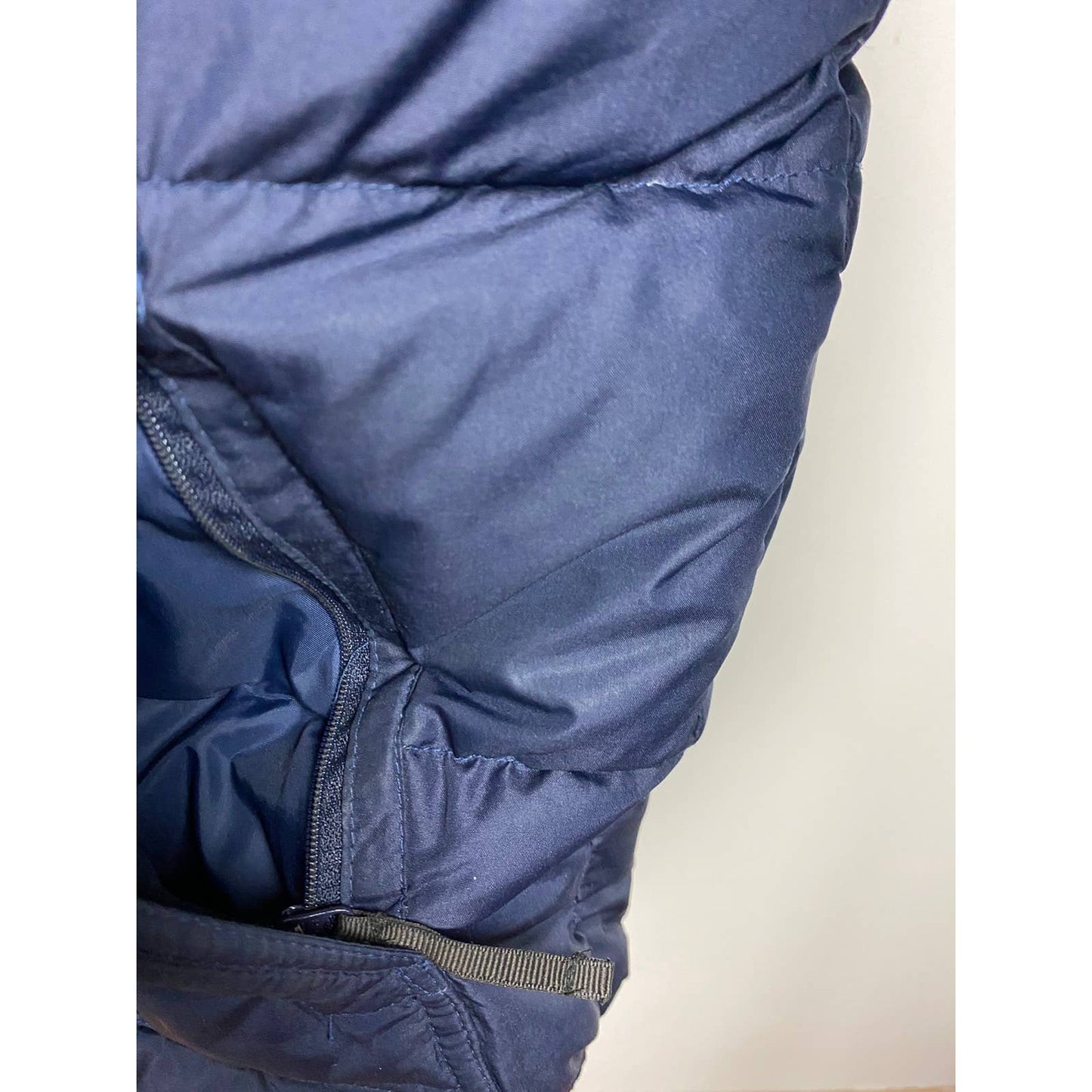 90s Nike vintage navy puffer jacket big swoosh baby blue