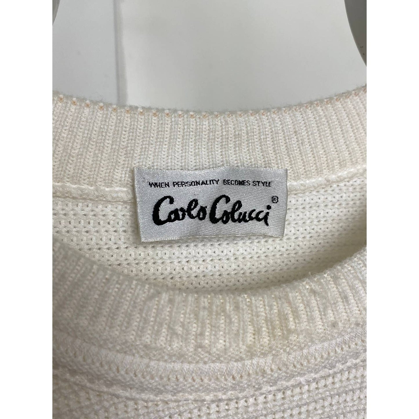 Carlo Colucci vintage white sweater Coogi style vneck