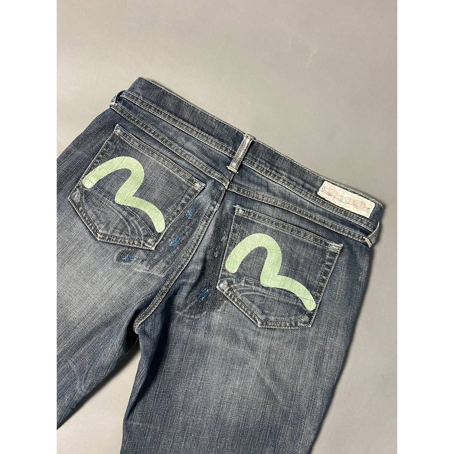 Evisu x Puma vintage grey jeans raw denim mint seagulls