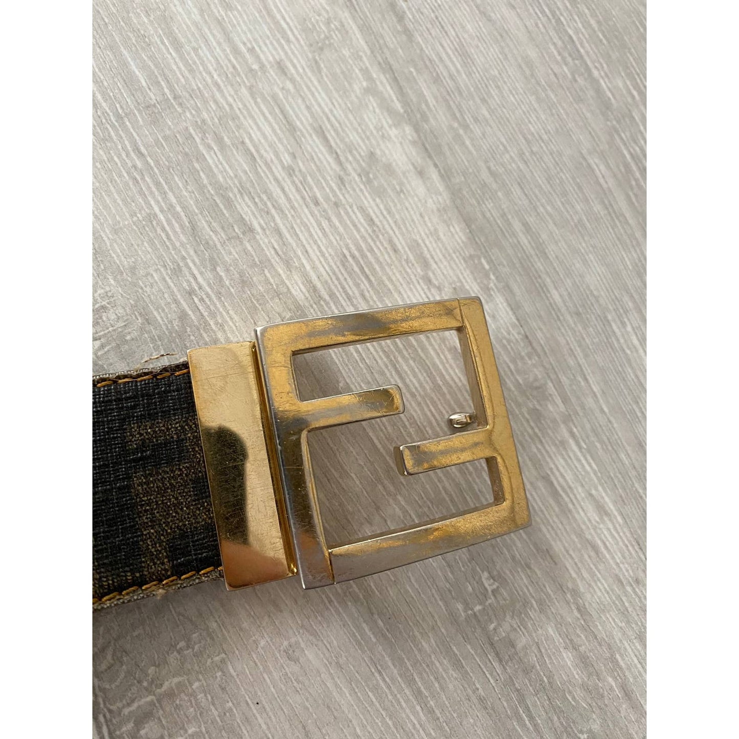 Fendi brown belt monogram vintage big buckle
