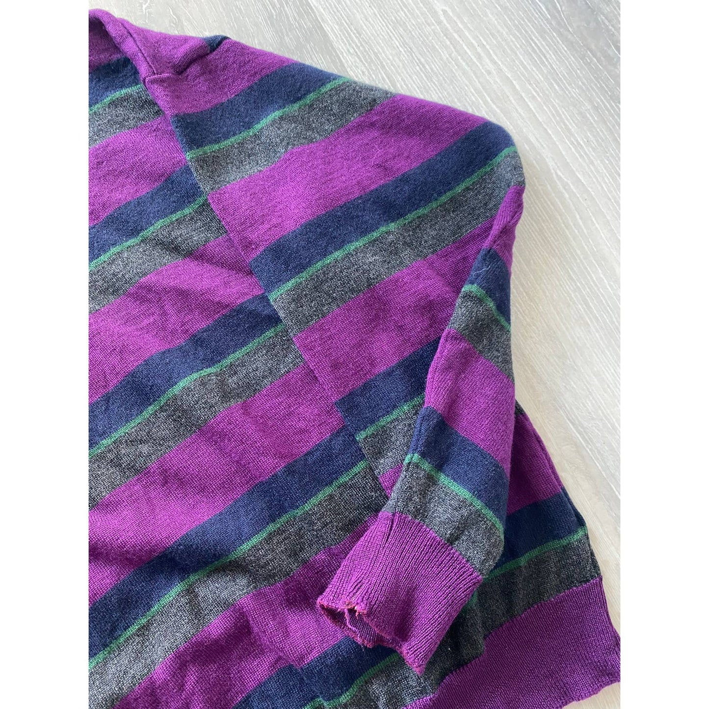Lacoste vintage Purple striped sweater small logo