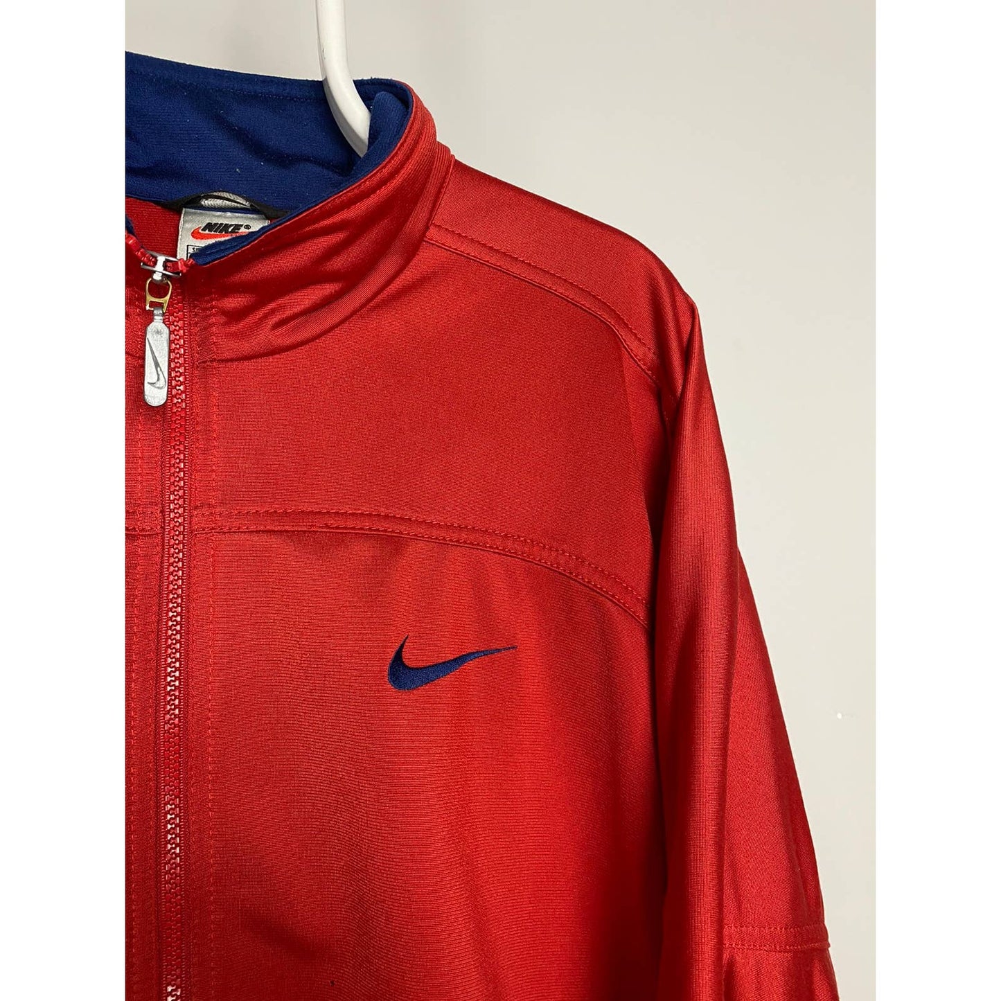 90s Nike vintage red track jacket zip sweatshirt big swoosh