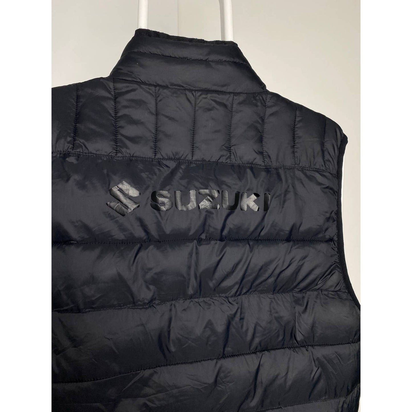 Suzuki vintage black puffer vest big logo Racing