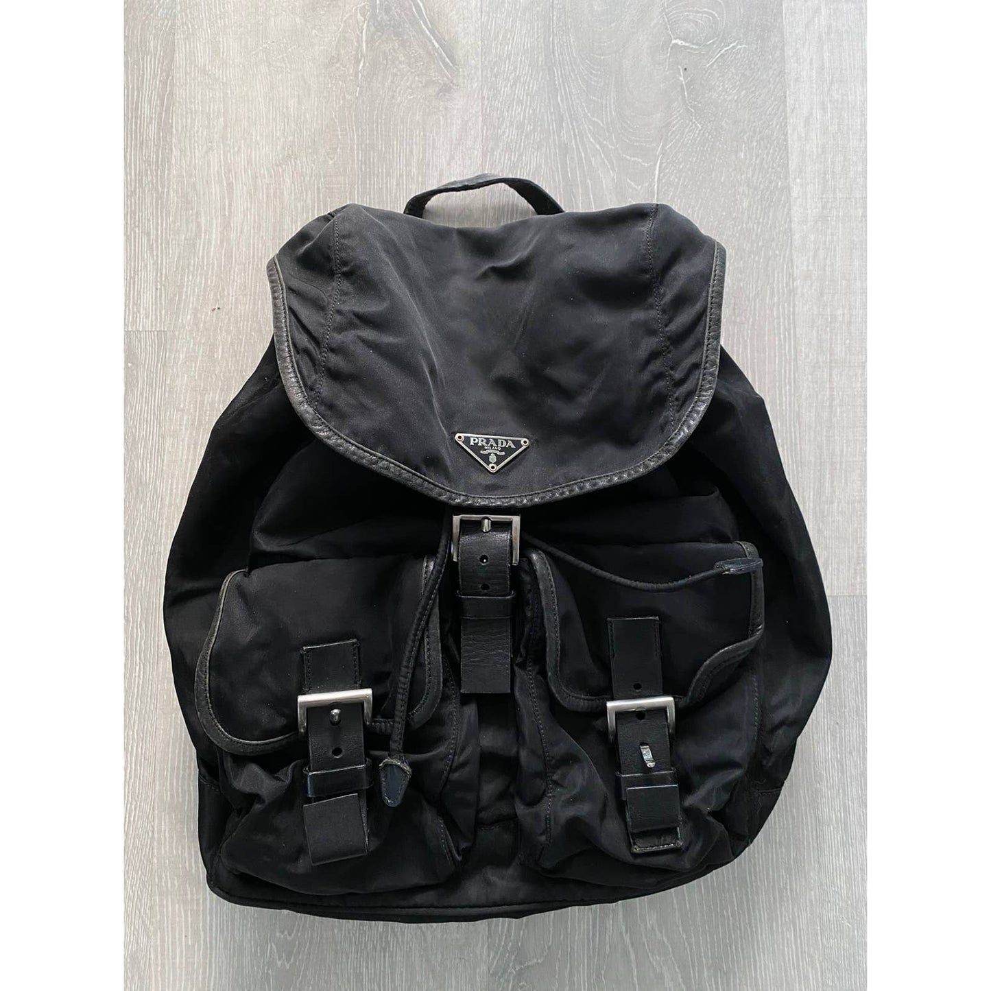 Vintage Prada Black Nylon Vela Backpack