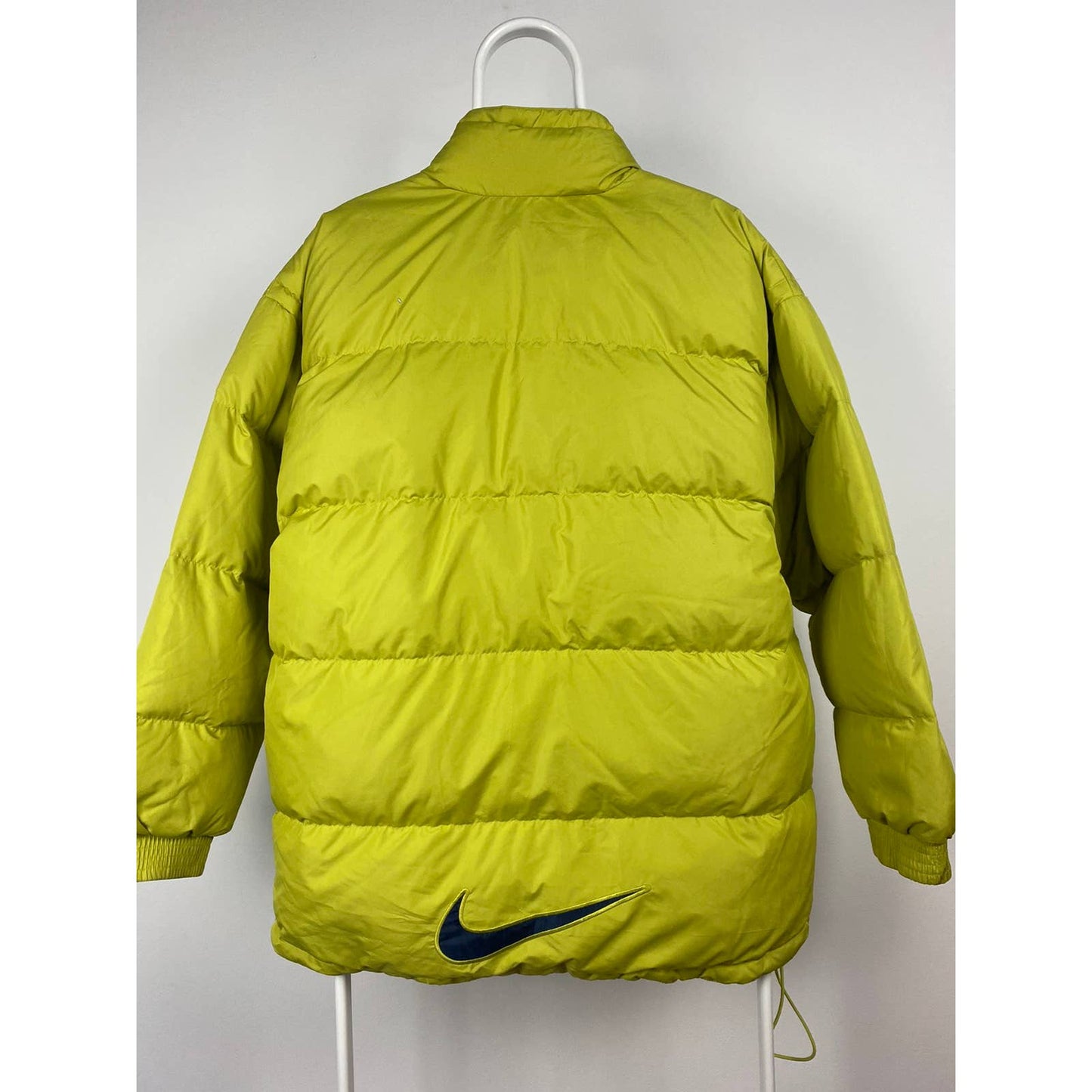 90s Nike vintage lime green puffer jacket big swoosh