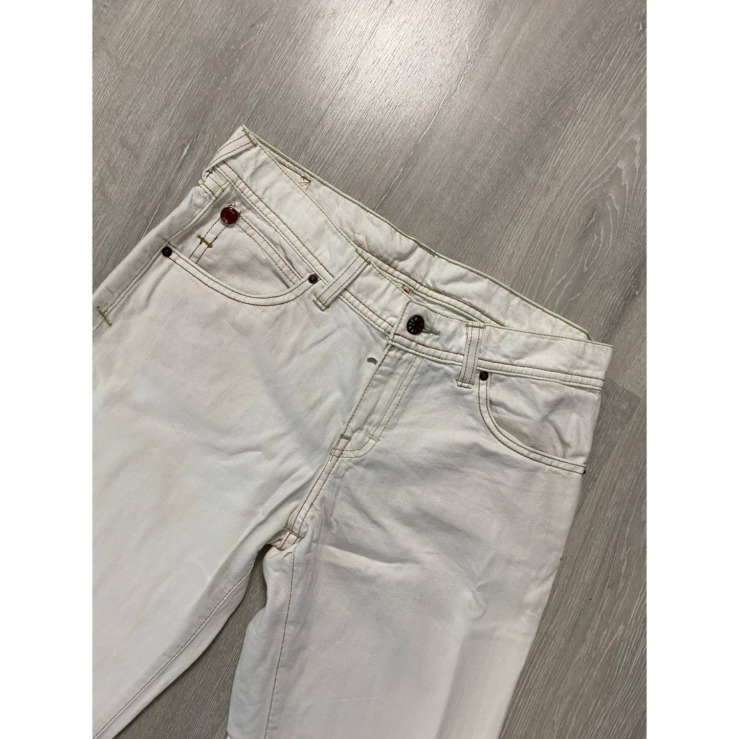Evisu x Puma vintage white jeans blue seagulls Japan
