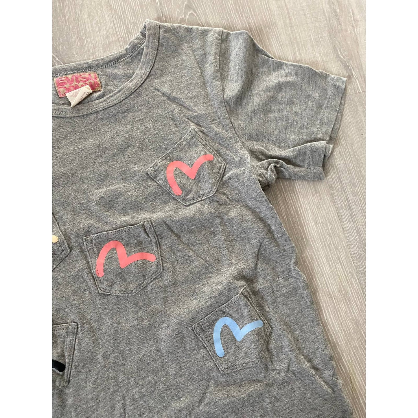 Evisu Donna multipocket T-shirt grey rare vintage