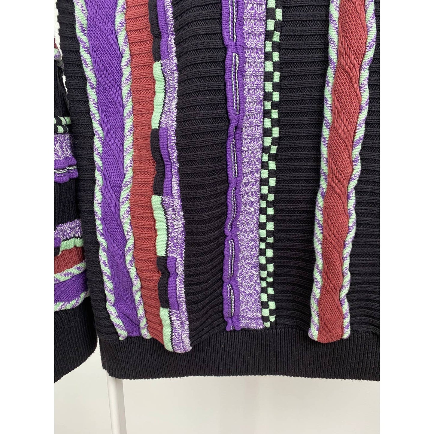 Review vintage purple sweater Coogi style cable knit