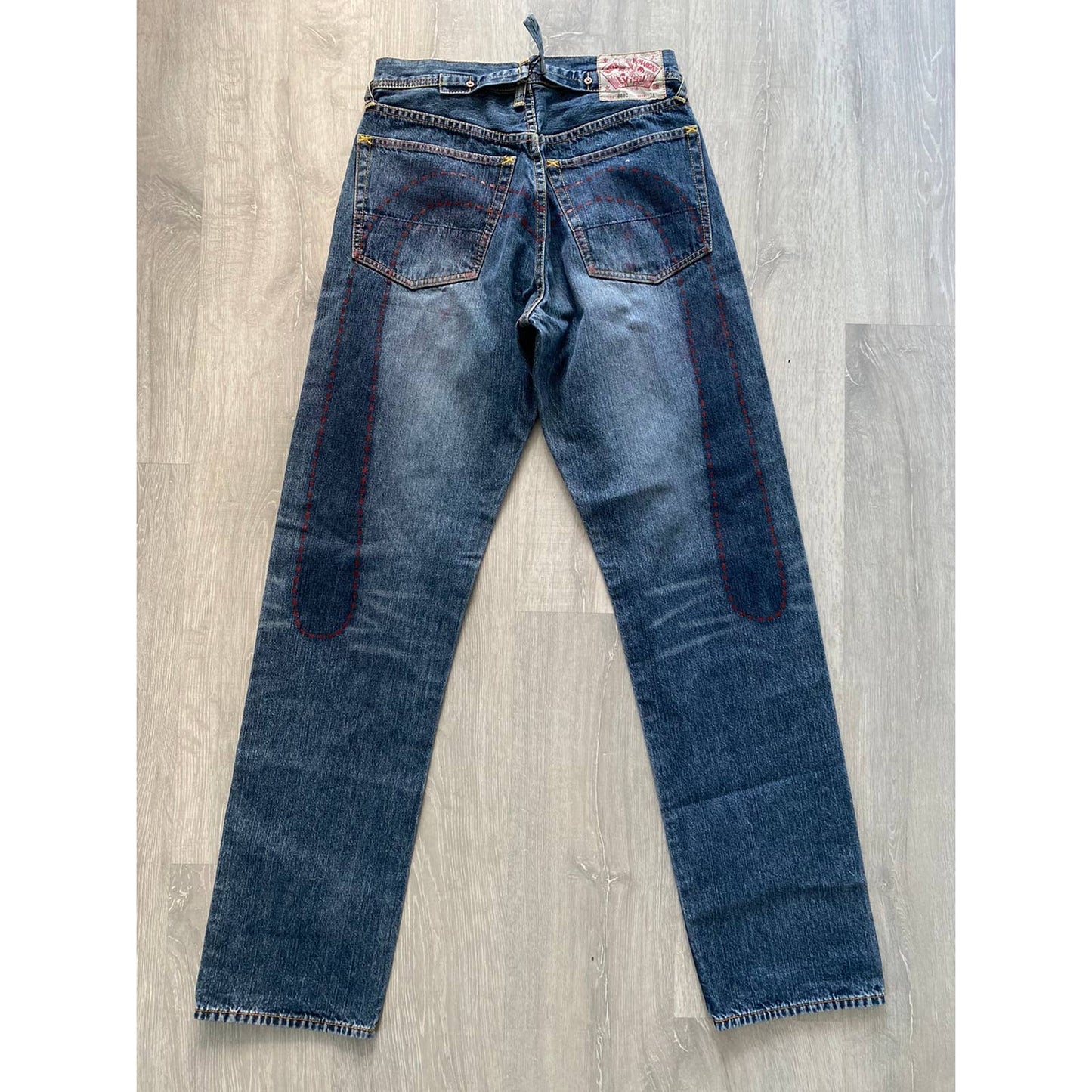 Evisu Water Margins vintage red daicock jeans big logo