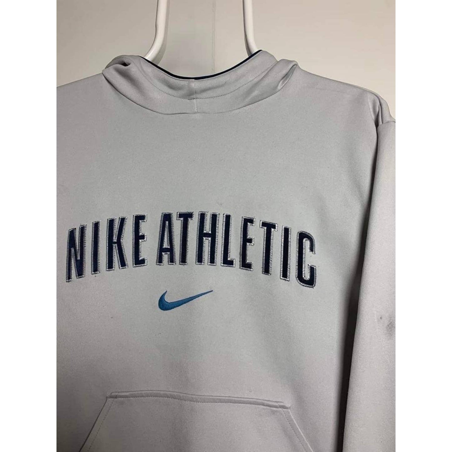 Nike Athletic vintage hoodie grey sweatshirt big logo 2000s