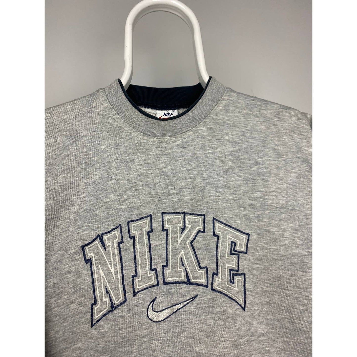 Nike vintage grey spell out center swoosh sweatshirt white