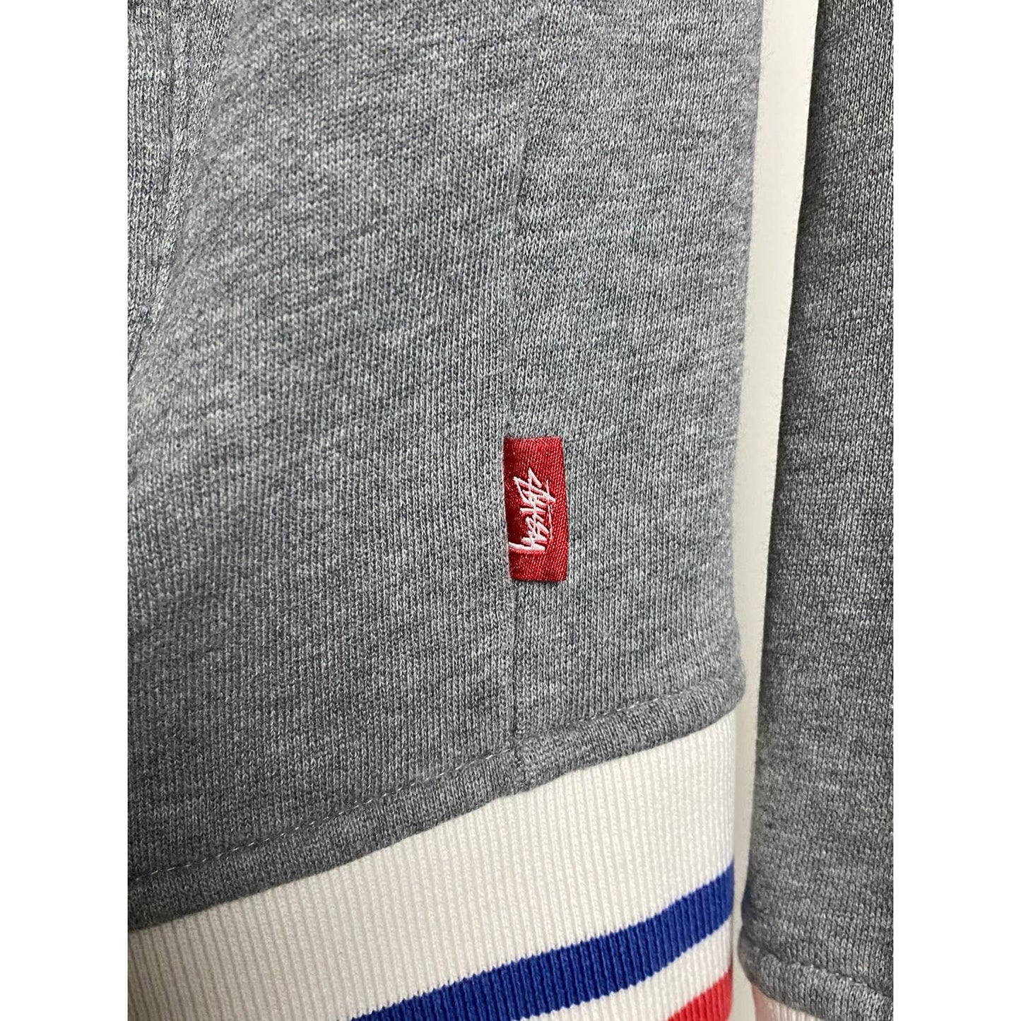 Stussy varsity jacket grey button up sweatshirt