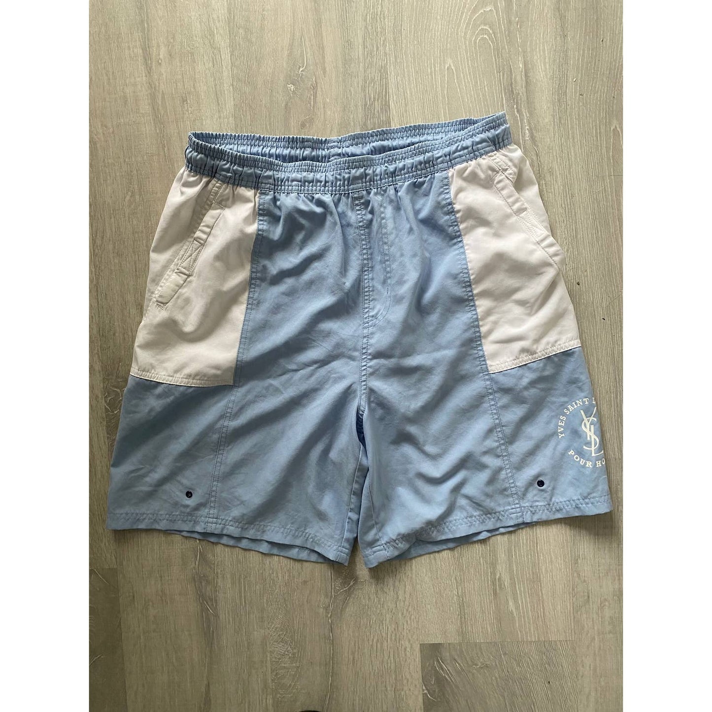 90s Yves Saint Laurent vintage baby blue shorts YSL