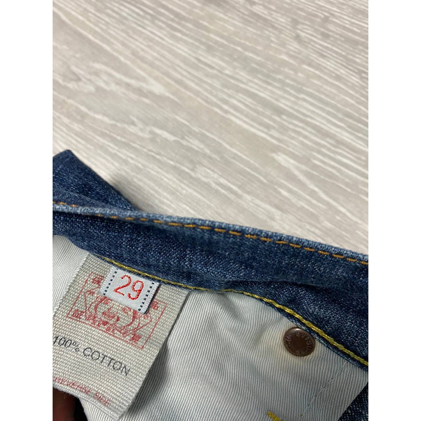Evisu jeans vintage navy denim blue seagulls selvedge