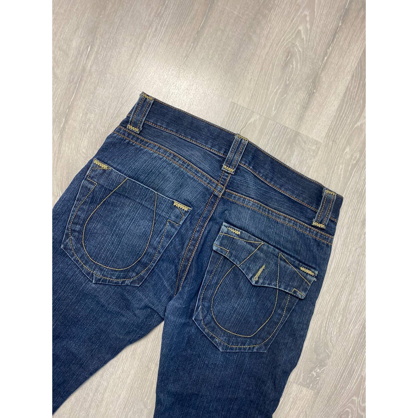 True Religion vintage navy jeans thick stitching big logo