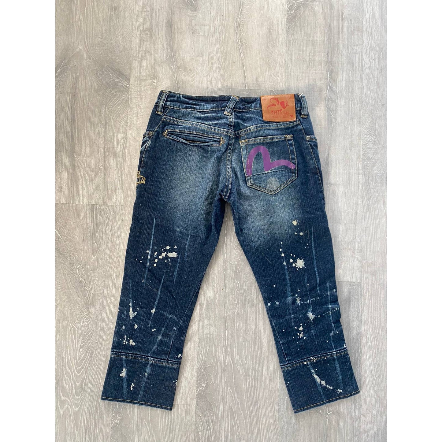 Evisu Japan vintage blue jeans Purple seagull capri