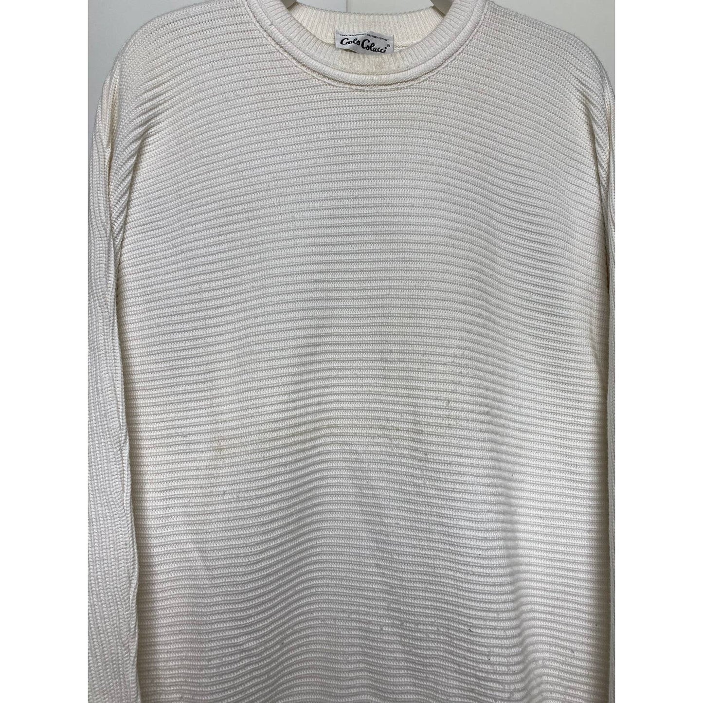 Carlo Colucci vintage white sweater Coogi style vneck