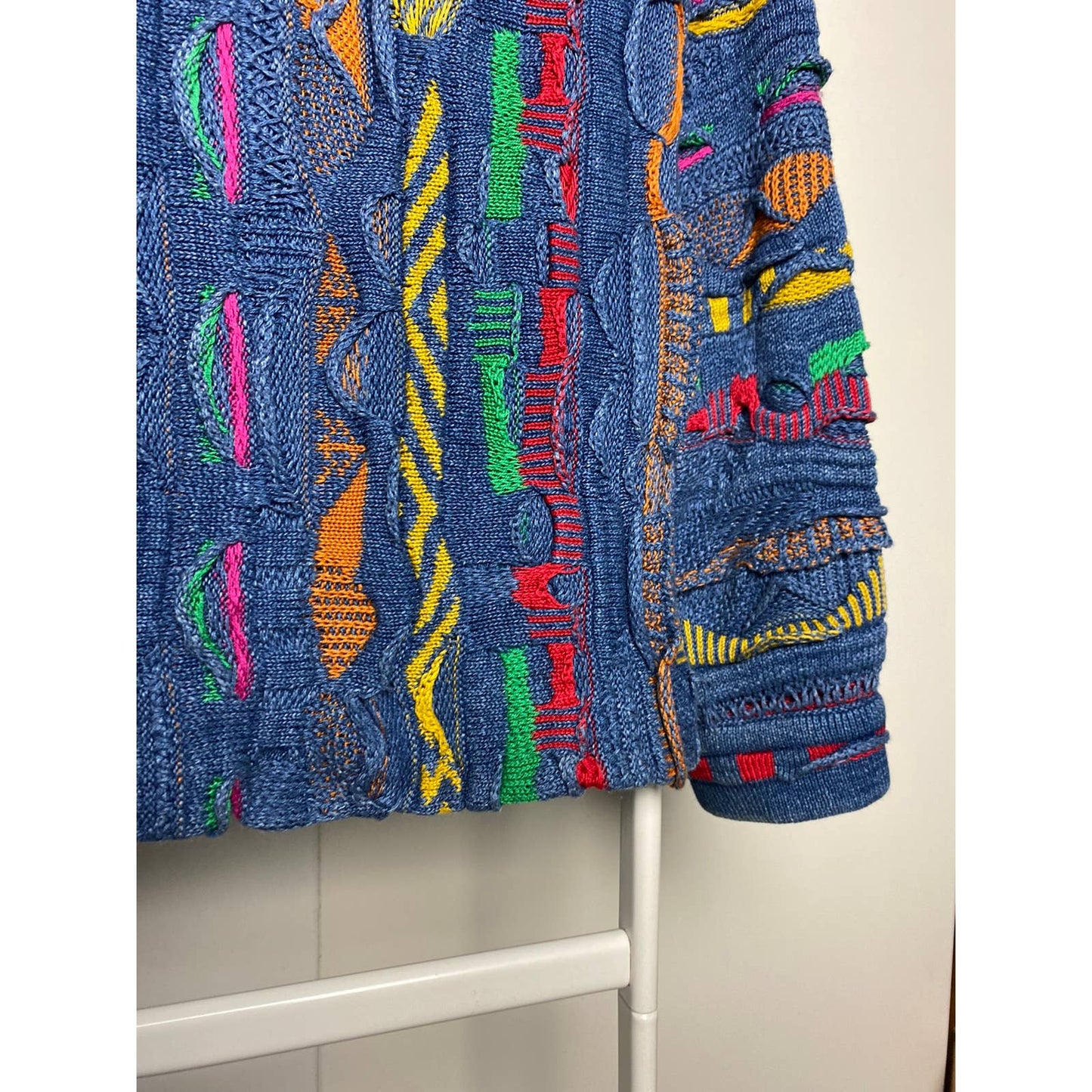 Coogi sweater vintage blue cable knit multicolor