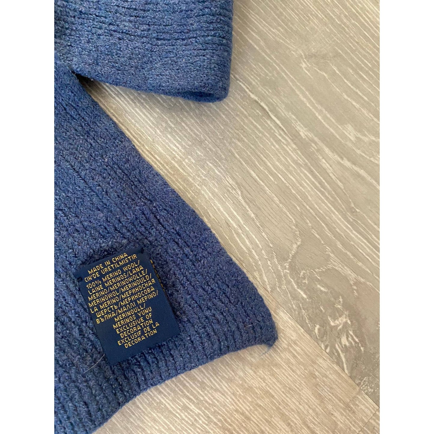 Polo Ralph Lauren vintage blue scarf merino wool small pony