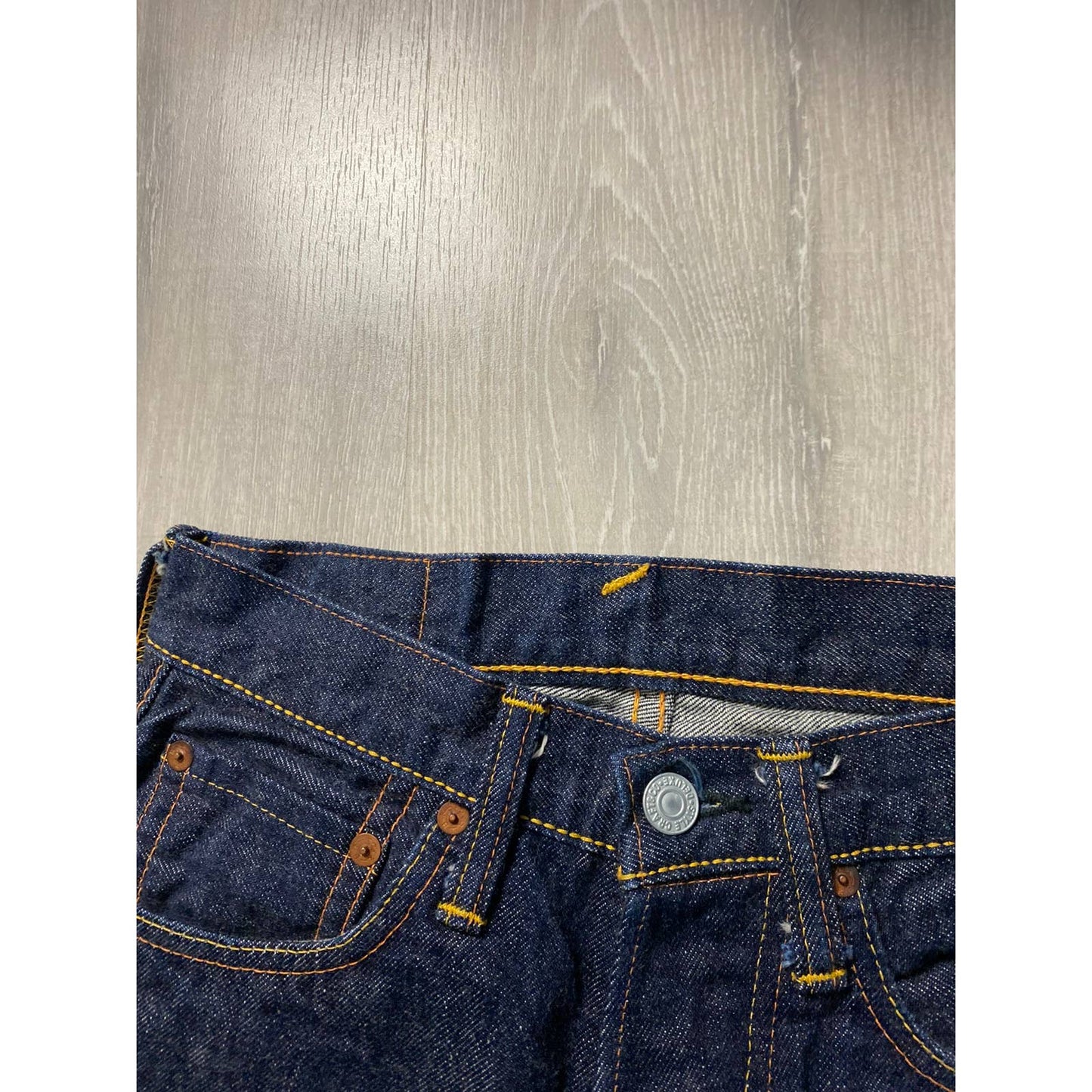 Evisu jeans vintage navy baby blue seagulls selvedge Japan