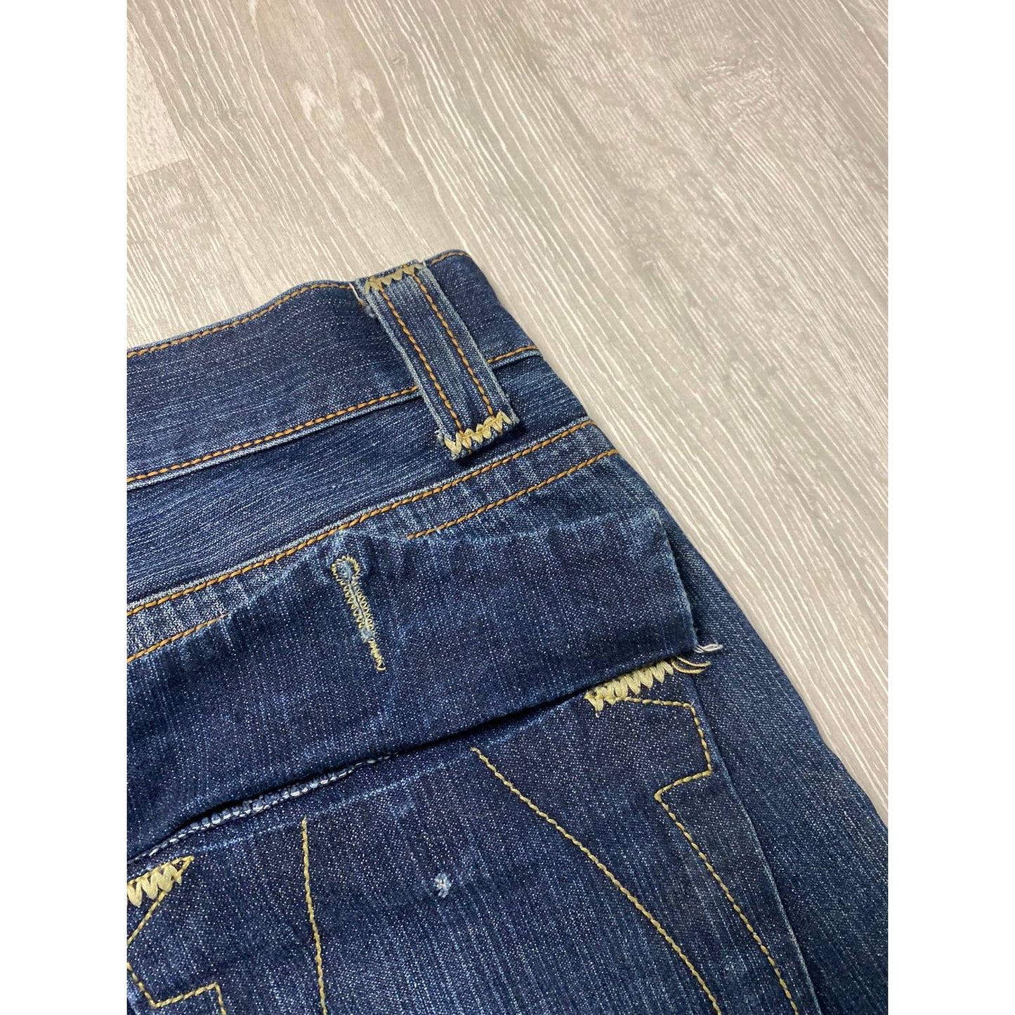 True Religion vintage navy jeans thick stitching big logo