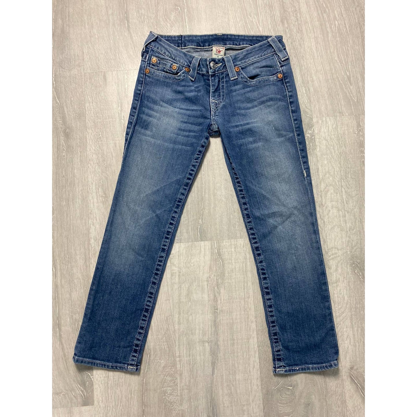 True Religion vintage blue jeans denim carpi pants