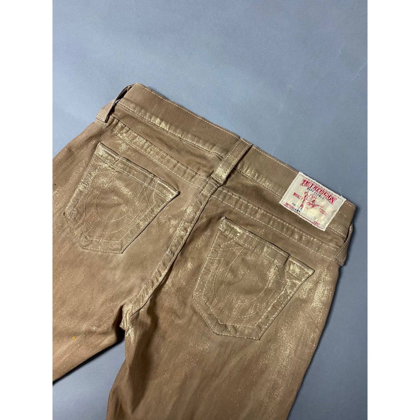 True Religion vintage gold jeans Y2K denim pants