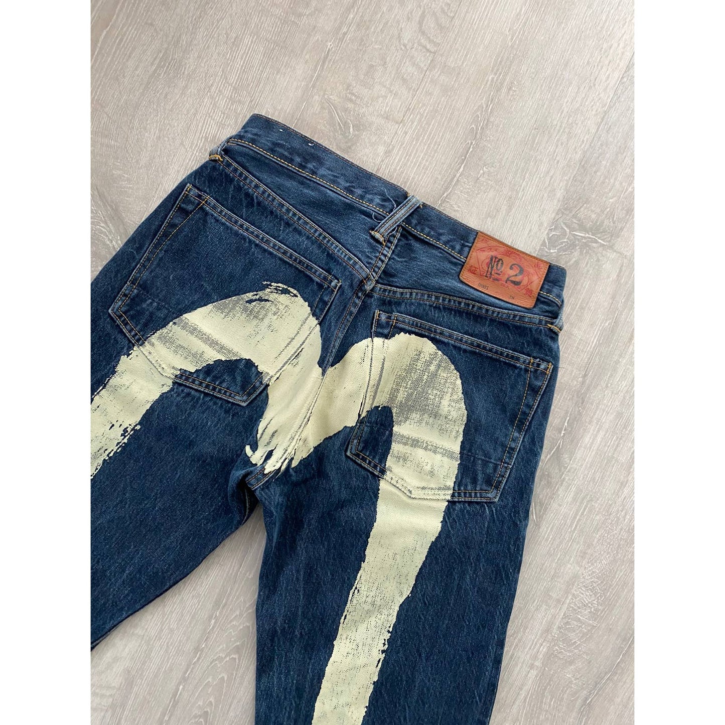 Evisu jeans daicock vintage selvedge navy white big logo